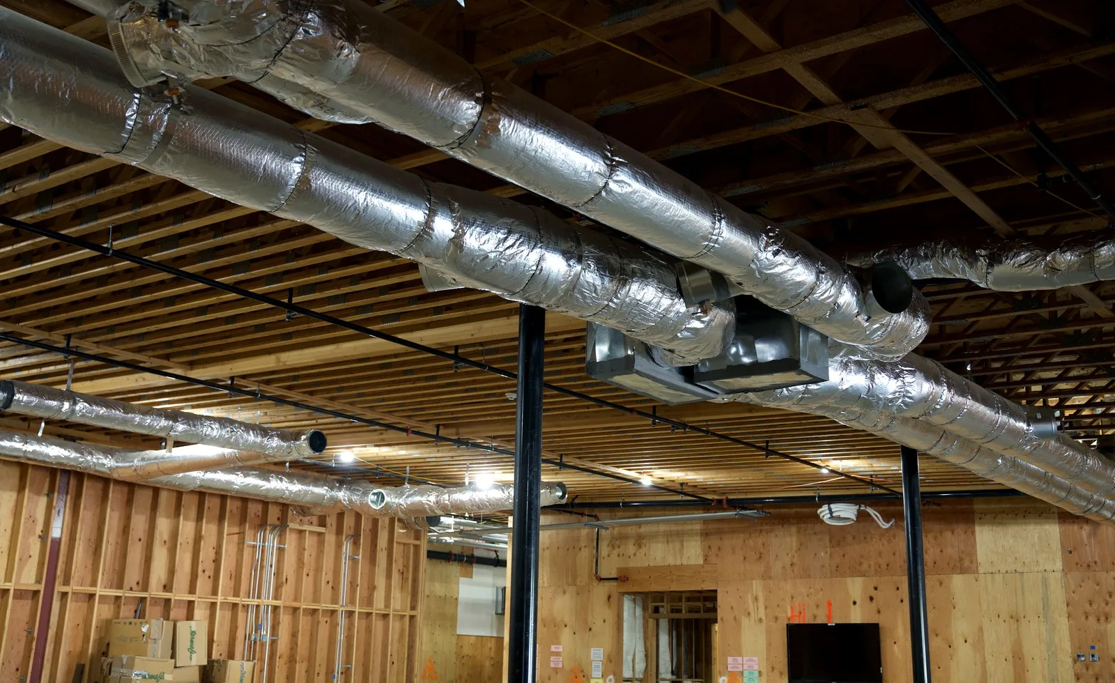 Ductwork and air distribution system inside a building