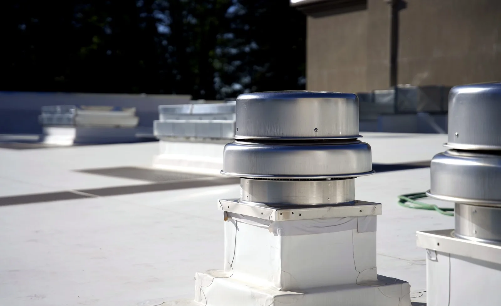 Commercial rooftop HVAC equipment on a flat roof