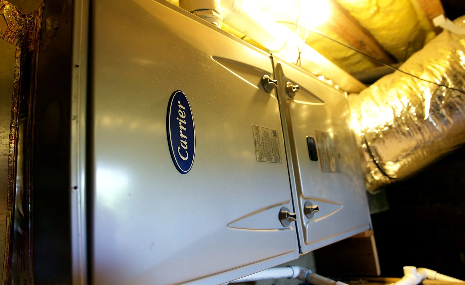Carrier indoor furnace and air handler installed in attic mechanical space