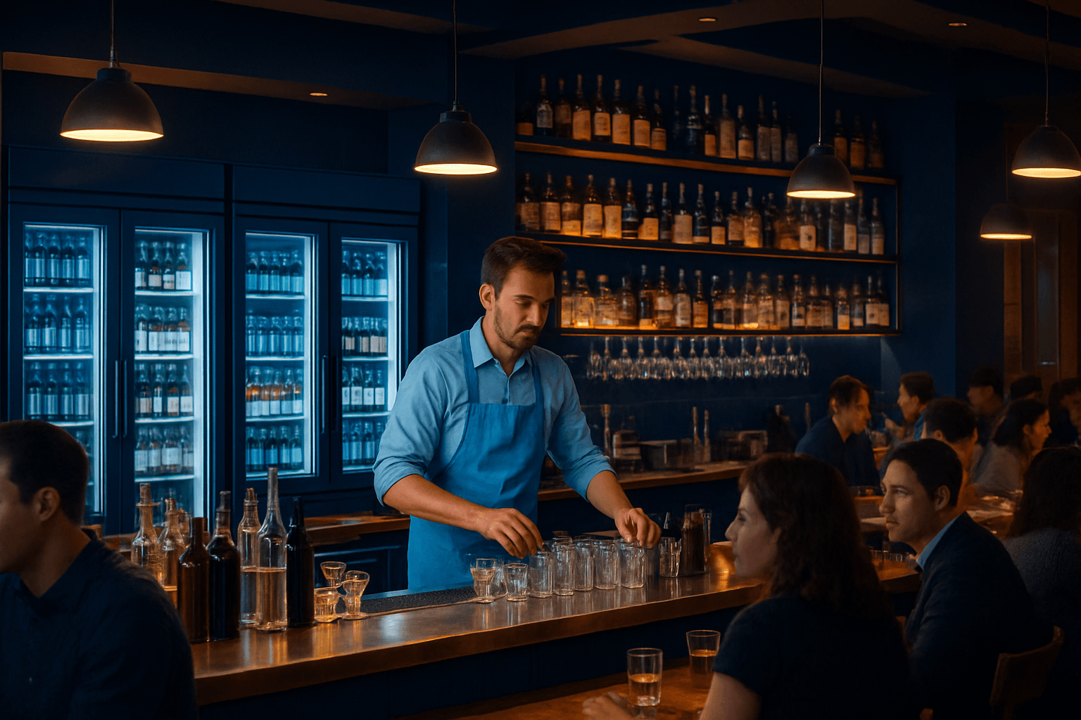 Bartender working near drink coolers – refrigeration Auburn CA