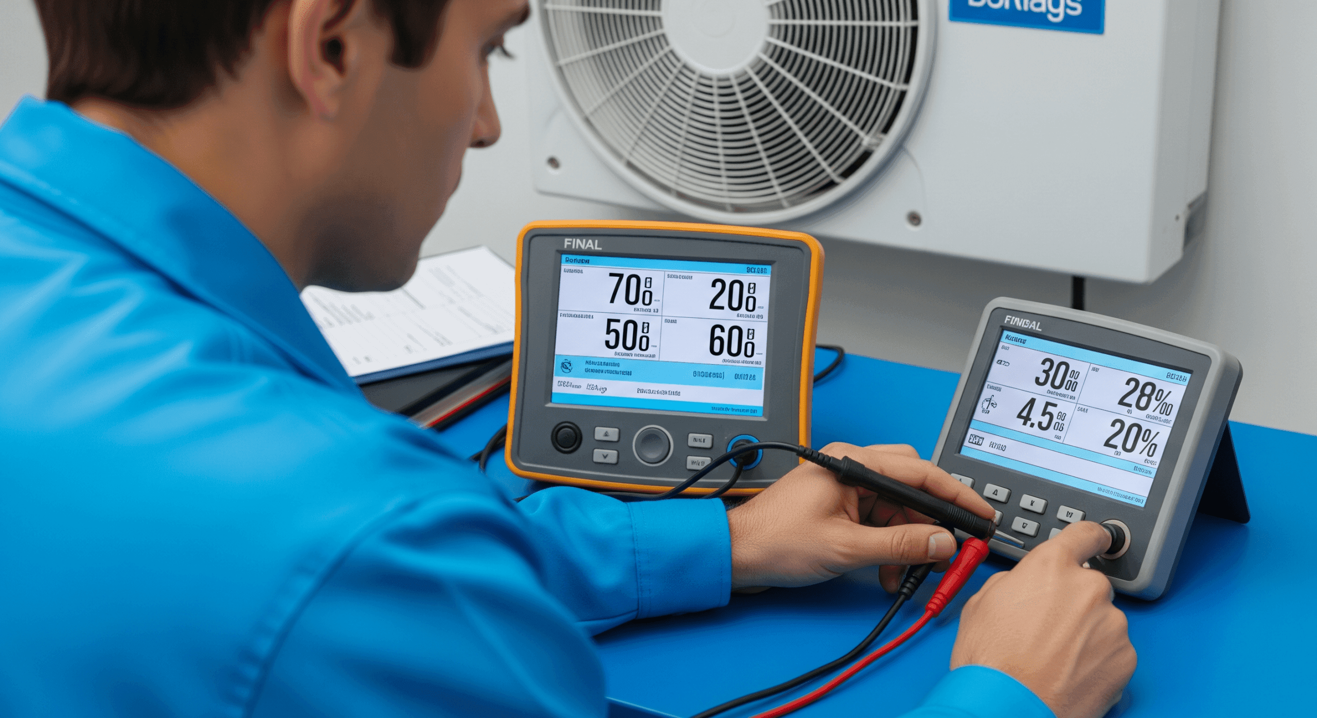 HVAC system testing screen during a post-installation HERS inspection