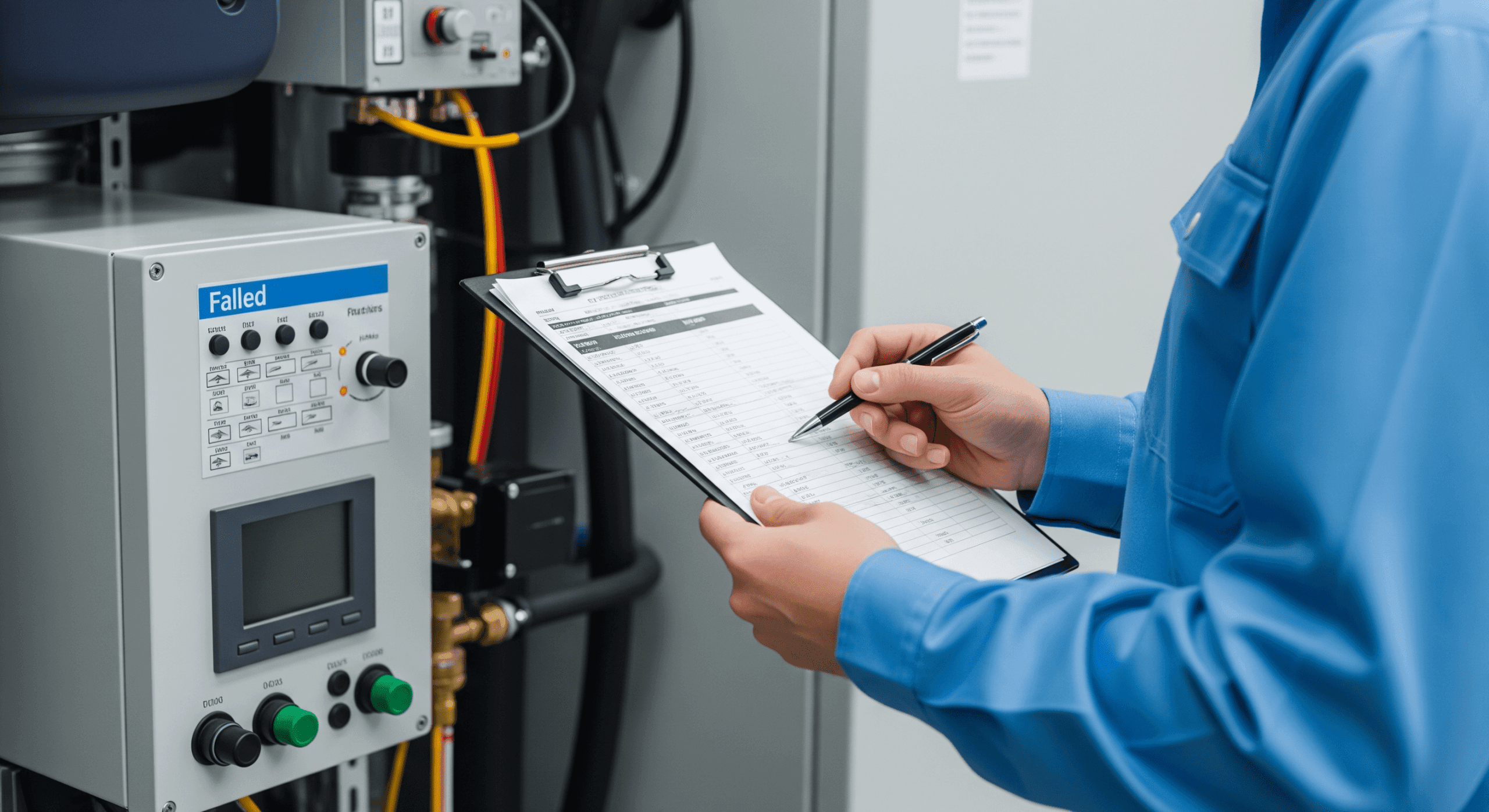 Technician checking off inspection checklist for HERS documentation