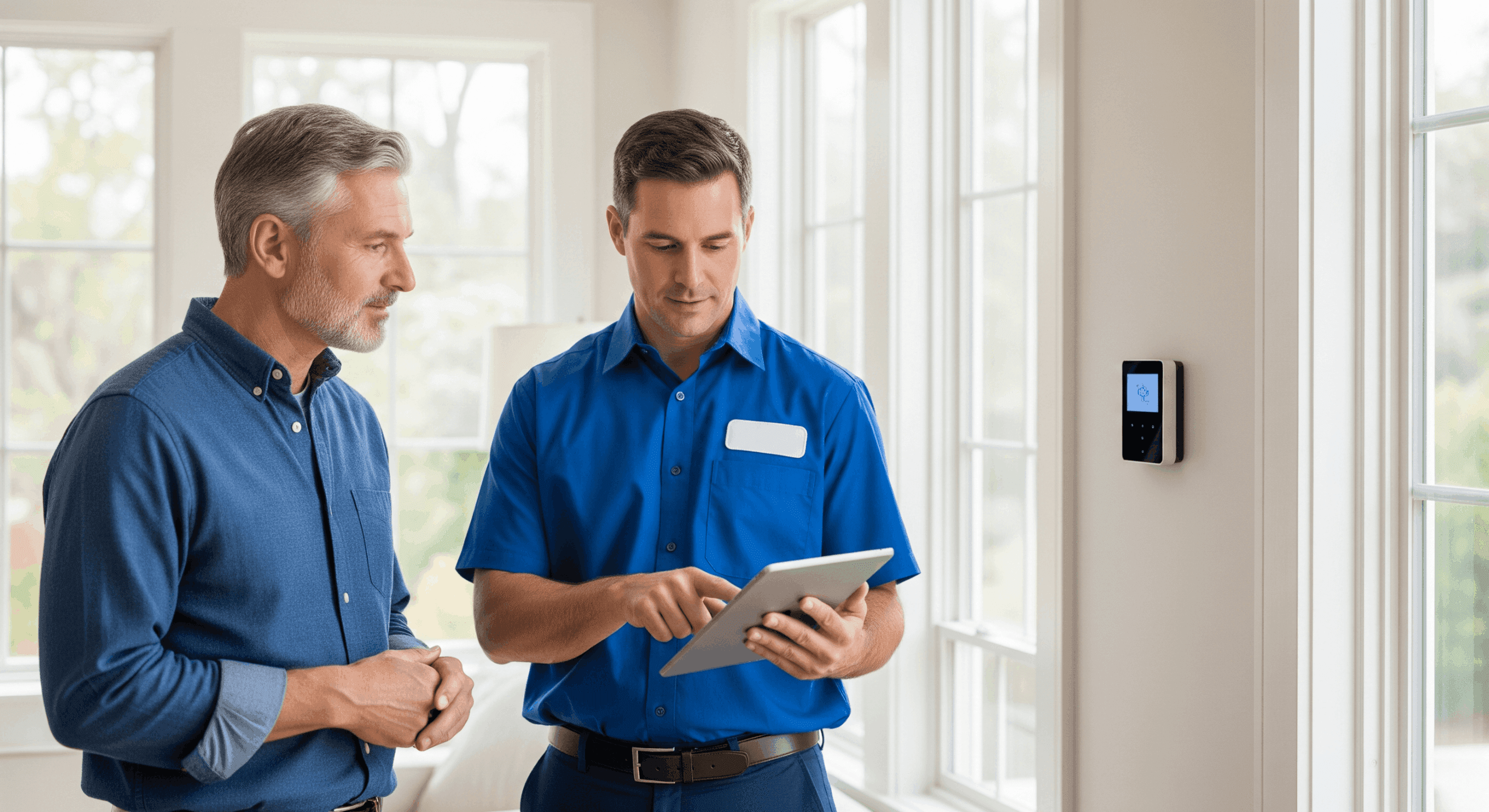 HVAC technician explaining financing options to homeowner